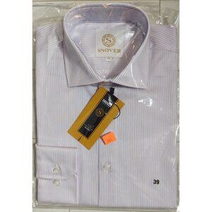 SNOVER Men’s Size 39 Neck Long Sleeve Button-Front Business Casual Dress Shirt